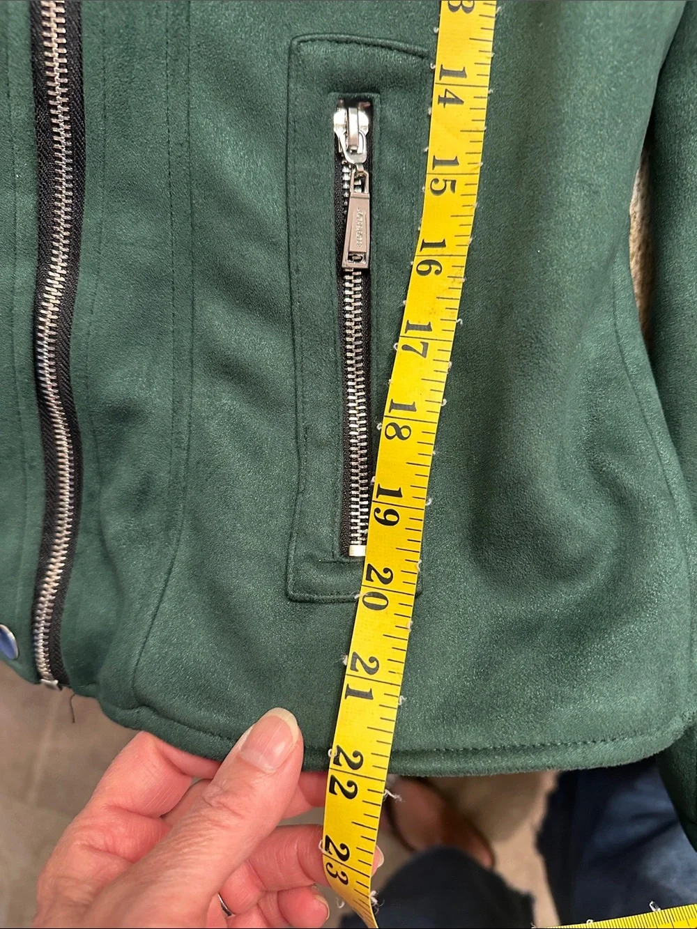 Forest Green Faux Suede Moto Jacket - Picture 9 of 13